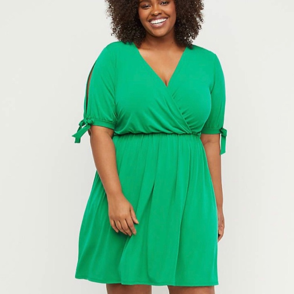 Lane Bryant Slash-Sleeve Fit and Flare Dress